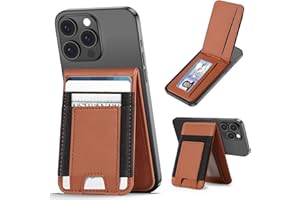 MIRODDI Magnetic Wallet Adjustable Stand, Magnetic Card Holder Can Store 10 Cards, 4 Card Slots, for iPhone 15/15 Pro Max/15 Plus/14 Pro Max/14 Plus/14 Pro/14/13/13 Pro/13 Pro Max/12/12 Pro/12 Pro Max Brown