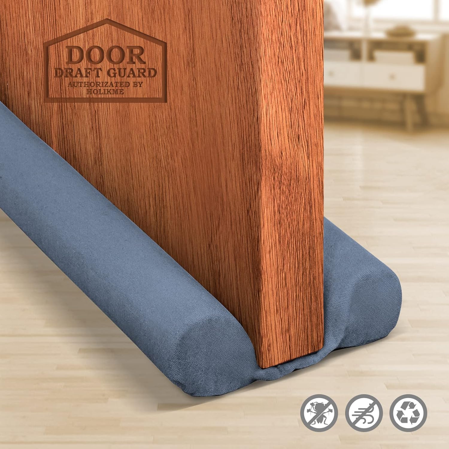 Draft Stoppers - Holikme Twin Door Draft Stopper 34-inch Under Adjustable Door Draft Blocker Insulator Isolation The Light and Smell(Sea Blue)