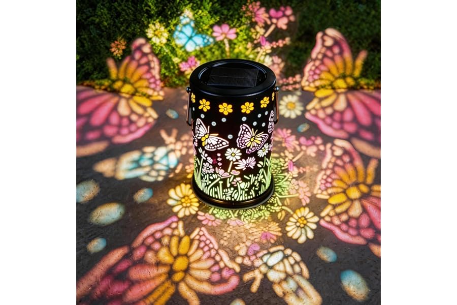 Mantunt Solar Lanterns Outdoor Waterproof Solar Lights Outdoor Butterfly Gifts for Mother's Day Women Mom Grandma, Metal Hanging Solar Lights Garden Decor for Patio, Yard, Lawn, Porch, Backyard