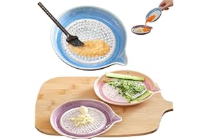 Ceramic Garlic Grater Plate for Ginger and Wasabi, Gradient Porcelain Grinding Dish, Kiln-Fired Sauce Dipping Tray with Clean