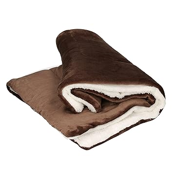 LLO Hundedecke, Katzenunterlage, extra weiche Tierdecke, braun/weiß, 100 x 75 cm
