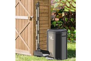 Meegood Dog Poop Trash Can Outside, Waste Bin with Lid and Removable Inner,Metal Rake Pooper Scoope,Odor Control for Indoor/Outdoor Dog Waste for Bathroom,Kitchen