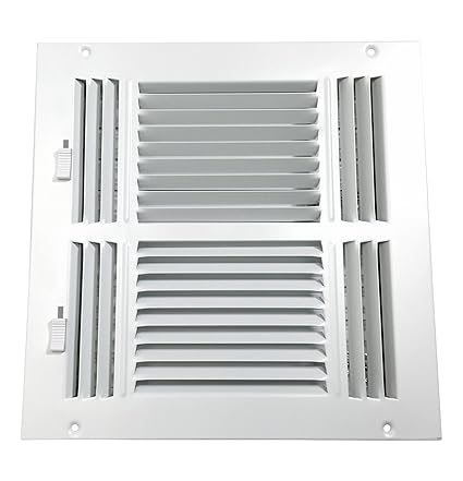 Accord Abswwh41010 Sidewall Ceiling Register With 4 Way Design 10 Inch X 10 Inch Duct Opening Measurements White