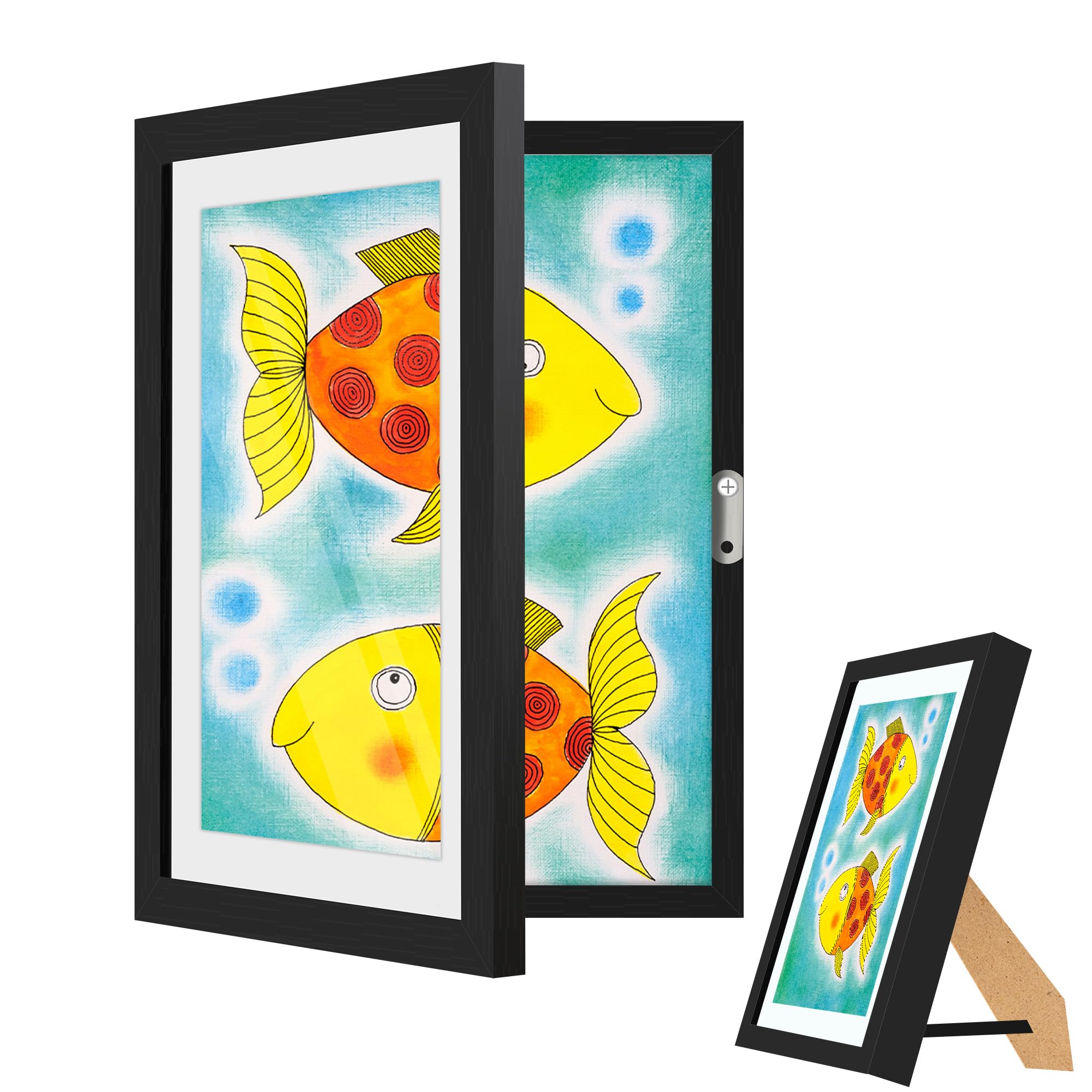 1 Pack Kids Artwork Display Frame, Kids Art Frames Front Opening A4, Childrens Storage Frame Changeable, Child Multiple Picture Frame Drawing Hanging Art, Hold 50-100 PCS, Black