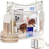 QOECI 3 Pockets Large Clear Bag for Stadium Events with 2 Long Straps Purse for Women Crossbody Bag Concert Stadium Approved | 3 Pockets, Large, Stadium Events, 2 Long Straps, Concert, Stadium Approved