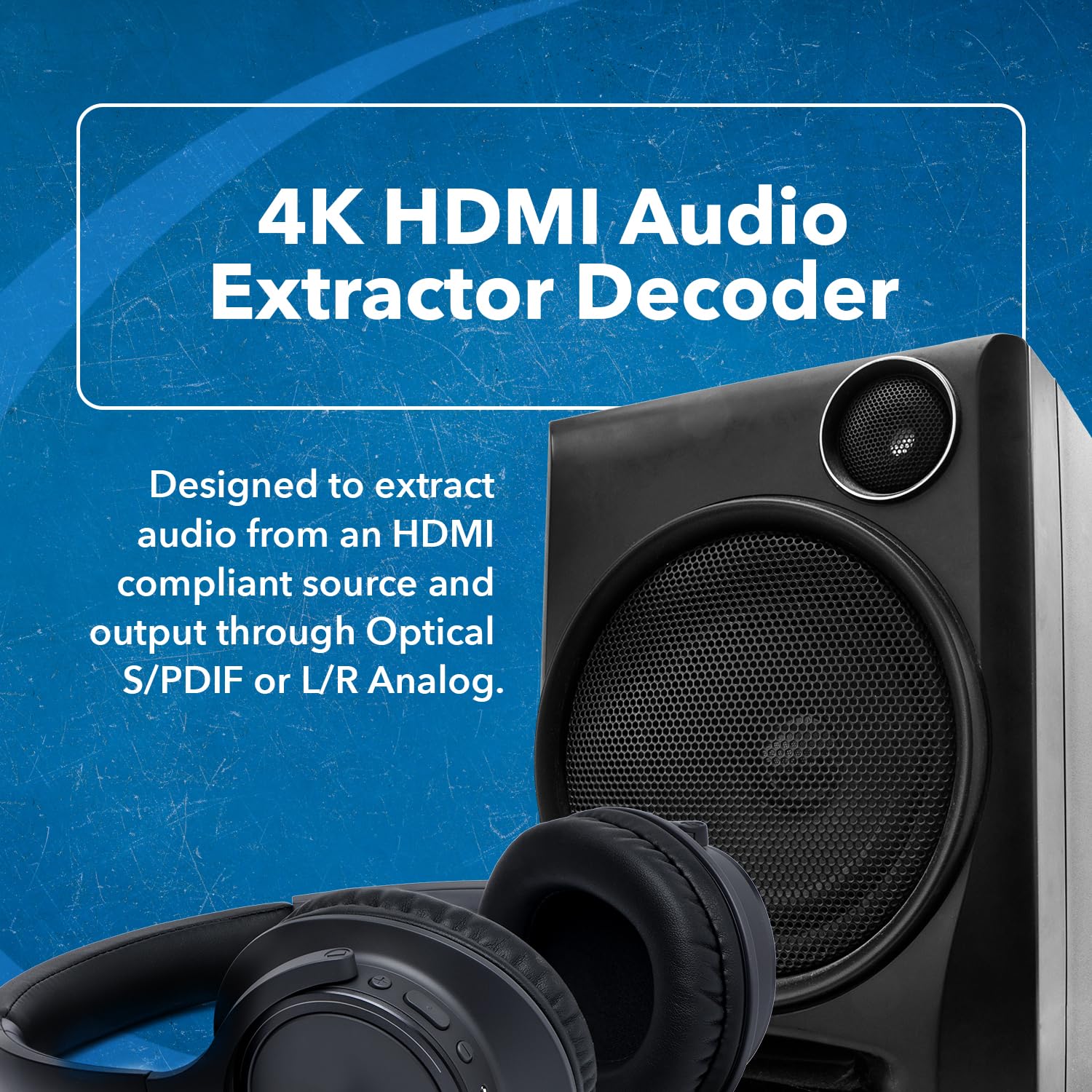OREI 4K HDMI Audio Decoder Extractor, Downmix Audio Decoding DTS to Analog 3.5mm Jack Support Headphone/Speaker L/R Outputs or Optical SPDIF (HDA-913)
