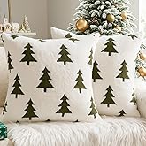 Mindsoft Christmas Decorative Pillow Covers Decorative 18"x18", Set of 2 Soft Faux Fur Pillow Covers for Autumn Harvest Fluffy for Couch Living Room Cozy Thanksgiving Home Decor(White Black)