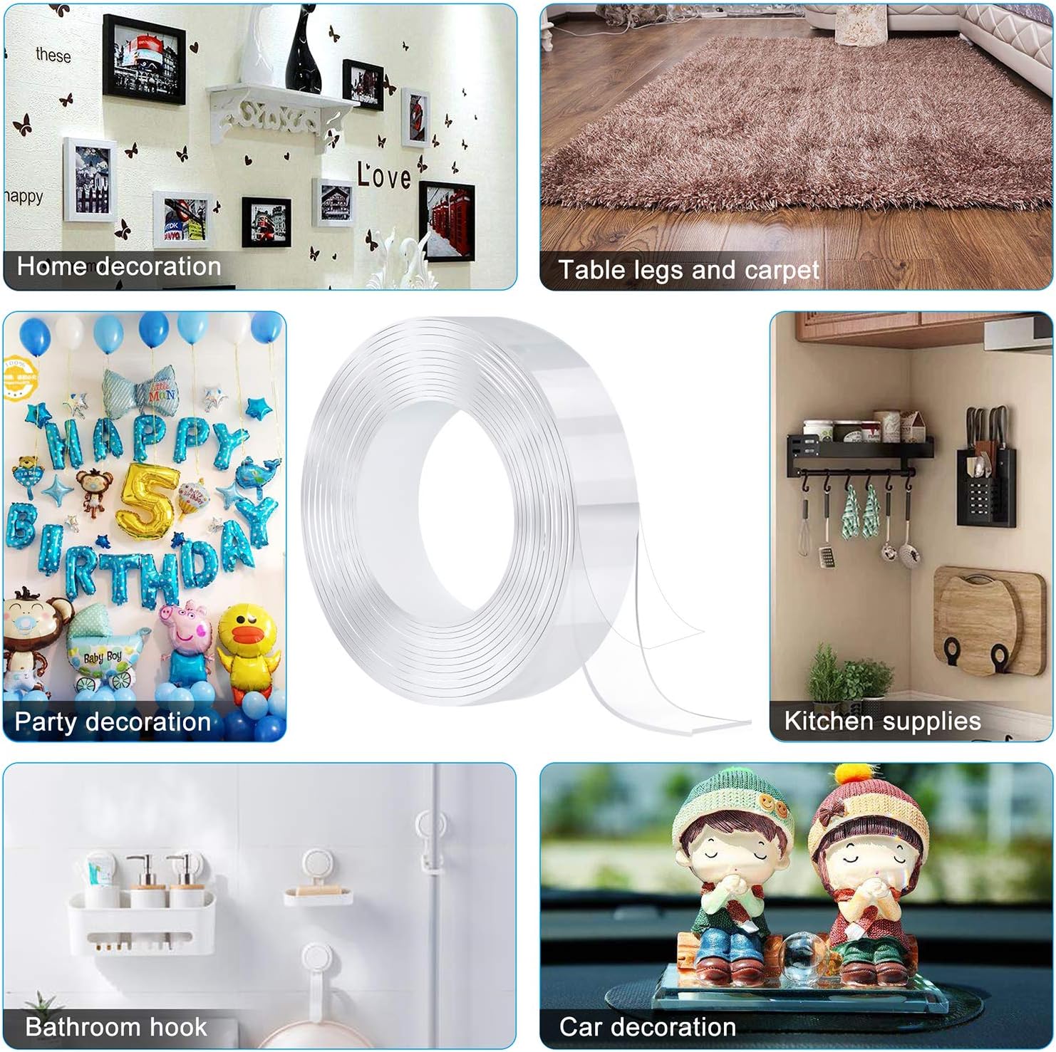 Double Sided Mounting Carpet Tape Heavy Duty, Traceless Washable Removable Strong Adhesive Rug Tape Gripper, Reusable Clear Anti Slip Gel Grip Tape : Office Products