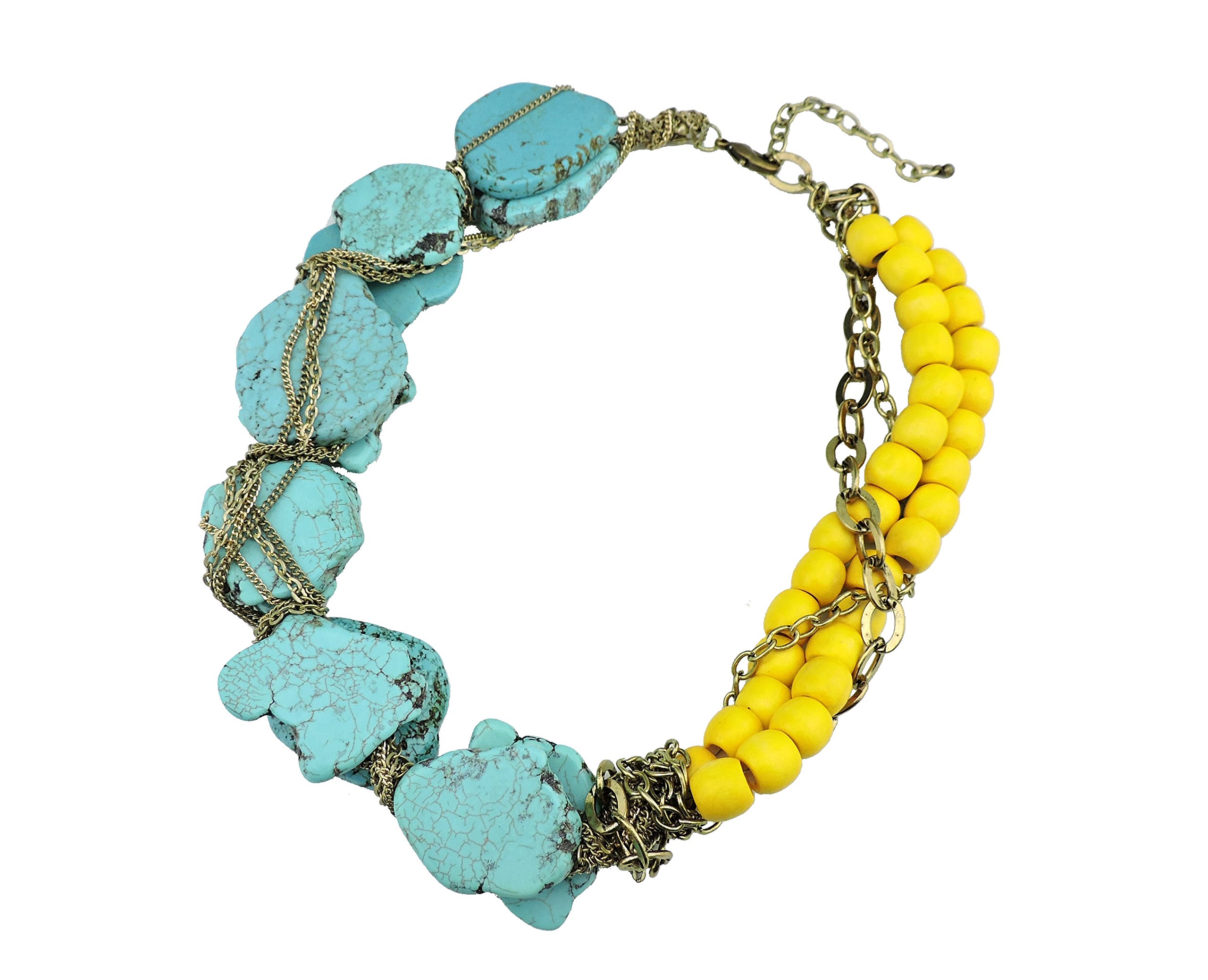 Bocar Personalized Big Statement Turquoise Chunky Necklace for Women Gifts (NK-10271)