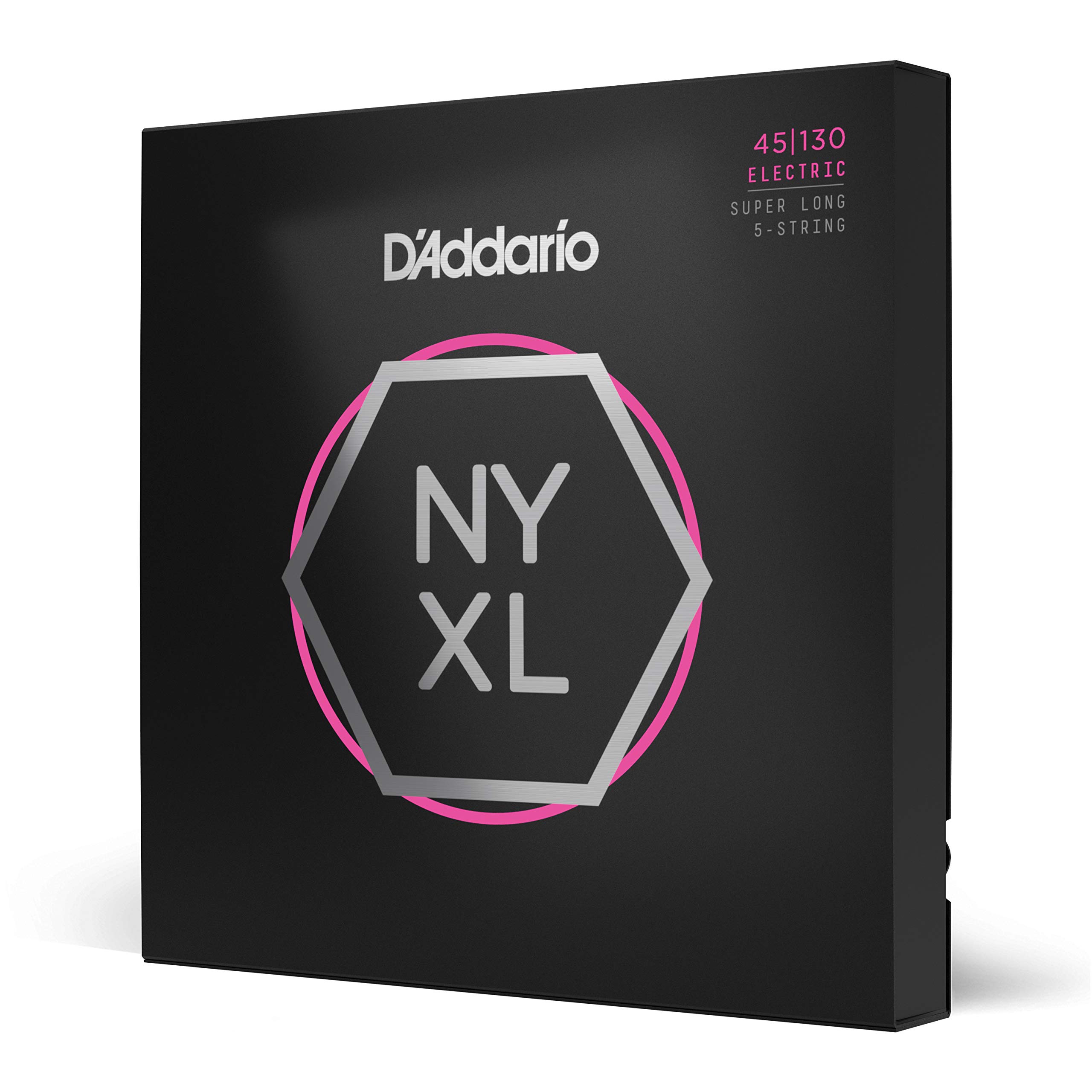 D'Addario NYXL45130SL Nickel Wound Bass Guitar Strings, Grey, Regular Light 5-String, 45-130, Super Long Scale