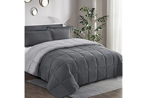 HIG 3pc Down Alternative Comforter Set - All Season Reversible Comforter with Sham - Quilted Duvet Insert with Corner Tabs, B