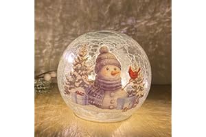 Christmas Snowman Snow Globes, Light Up Tabletop Christmas Decor, 4.72'' Battery Operated Winter Snow Globe, Blue Snowman Xma