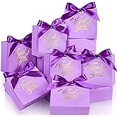 EQOREIIN Small Gift Bags, 25 Pack 4.5x1.8x3.9 Inches Mini Thank You Bags Purple Kraft Paper Gift Bags with Bow Ribbon, Small Candy Bags for Birthday Wedding Baby Shower
