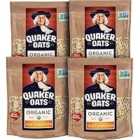 Quaker Old Fashioned Rolled Oats, USDA Organic, Non GMO Project Verified, 24oz Resealable Bags (Pack of 4)
