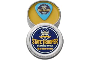 STATE TROOPER STACHE WAX Mustache Wax - Backroom (Tobacco Scent) - Medium Hold - One Ounce Tin