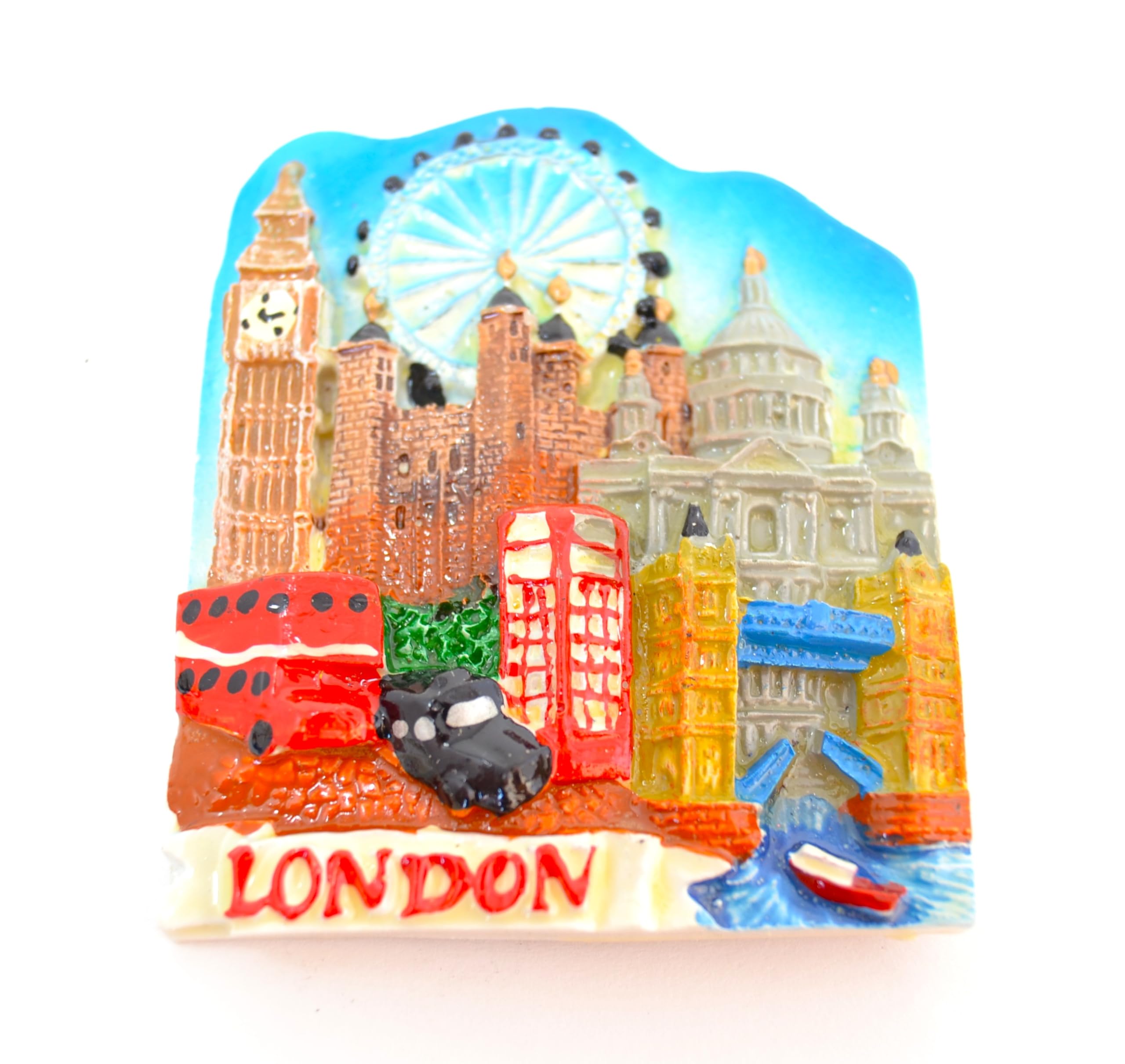 3D London Phone Booth Fridge Magnet 7cm x 7cm Retro Red Mailbox UK Classic Phone Style Two Decker Bus Big Ben