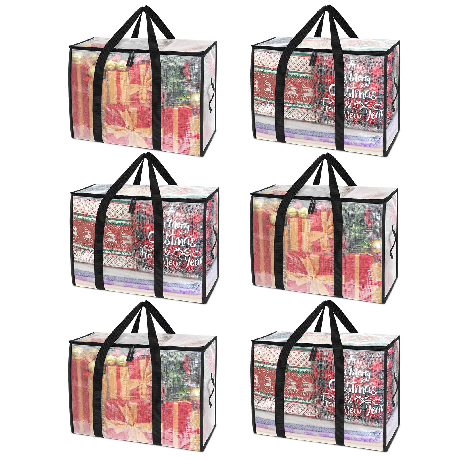 28 Gallon Moving Totes with Reinforced Handles, Heavy-Duty UnderBed Storage Bag for Moving Boxes, Clothes, Travel, Attics (6 Pack, White)