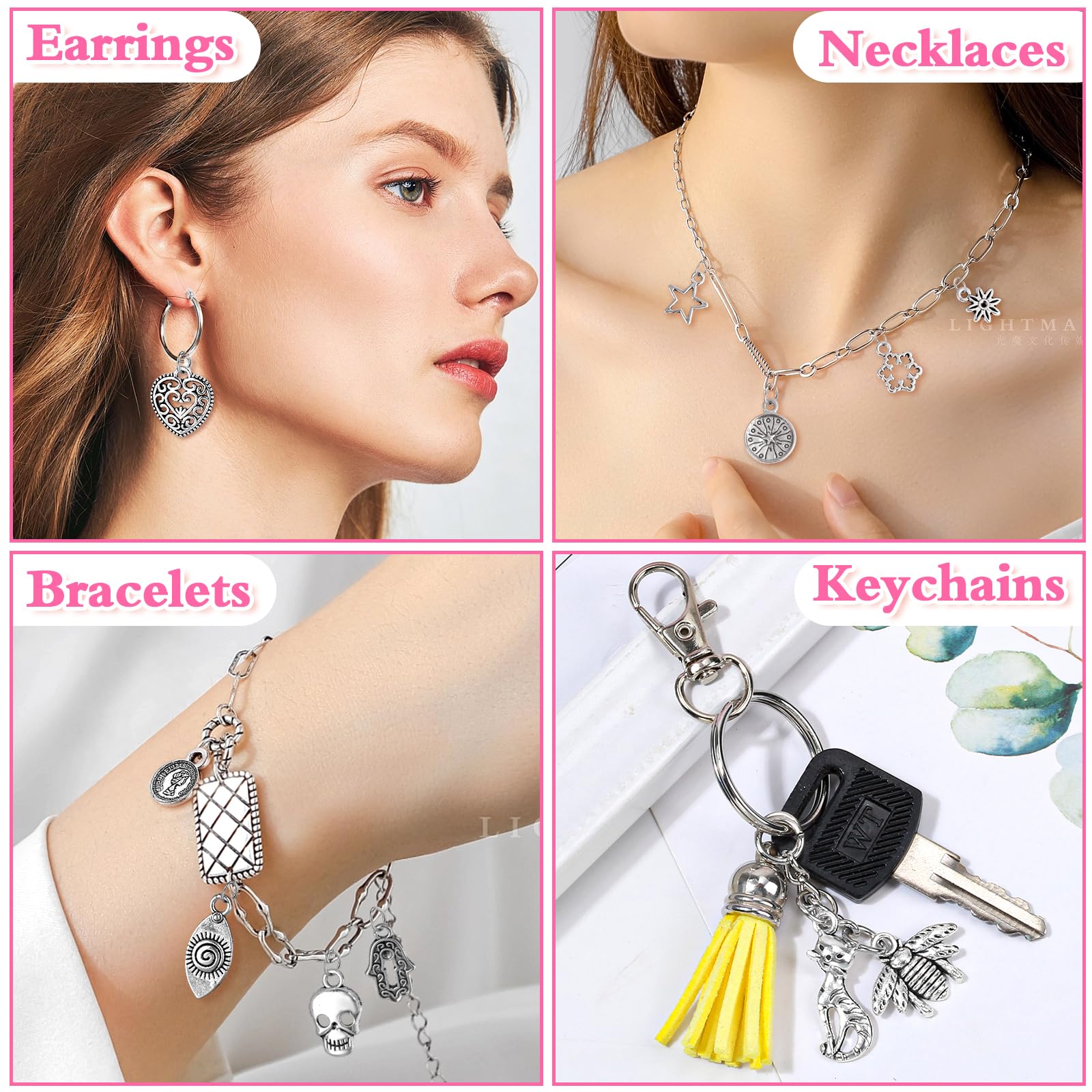 400 Pcs Silver Charms for Jewelry Making, Wholesale Bulk Lots Tiny Assorted Mixed Tibetan Silver Metal Pendants for DIY Necklace Bracelet Making and Crafting