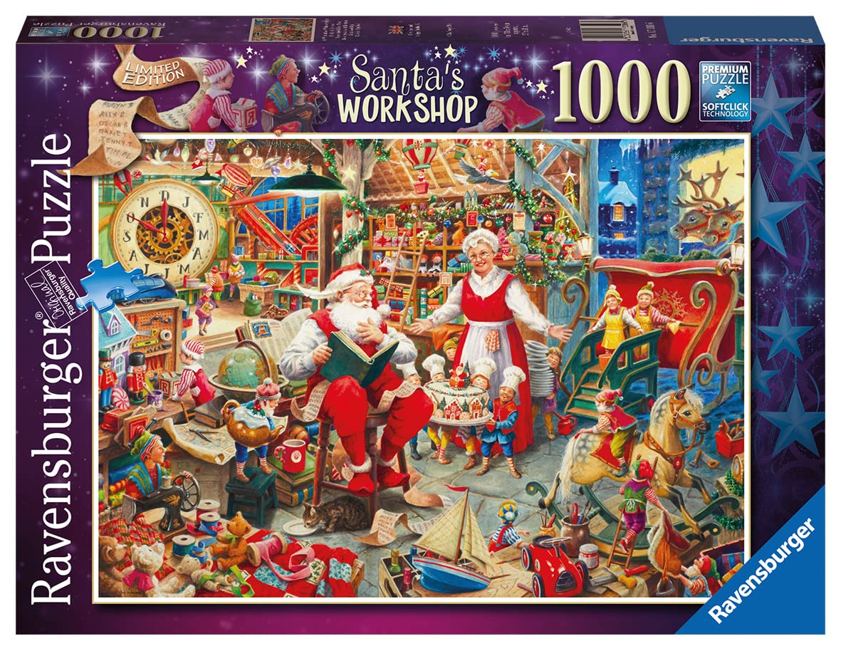 Ravensburger Santa's Grotto Workshop 1000 Piece Christmas Jigsaw Puzzles for Kids and Adults 12 Years Up