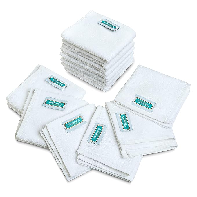 Frottee Gesicht Handtuch Seiftuch Seiflappen 12-er Pack Gästetücher Set 12 Handtücher 30x30 cm 100% Baumwolle weiß