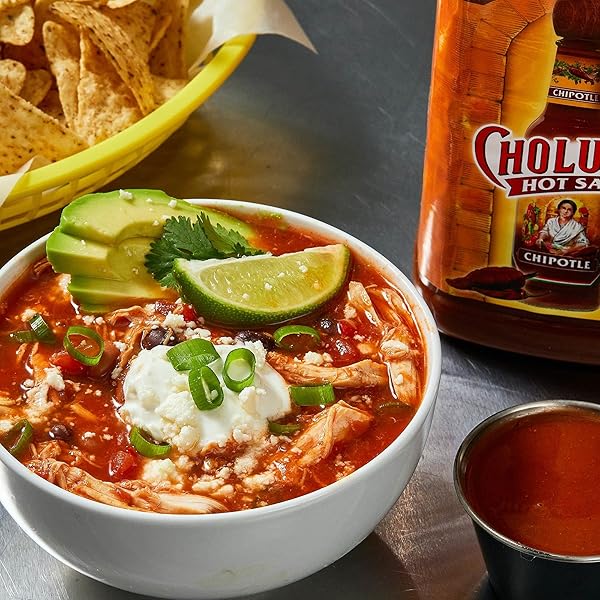 CHOLULA CHIPOTLE HOT SAUCE, 64 FL OZ – ONE 64 FLUID OUNCE BULK CONTAINER OF CHIPOTLE PEPPER SAUCE, MADE WITH CHIPOTLE, ARBOL AND PIQUIN PEPPERS, PERFECT FOR BURGERS, WINGS, HUMMUS AND MORE