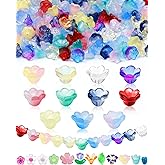 FIVEIZERO Flower Charms, 200PCS Glass Lily Bell Flower Beads, 11 Colors | Trumpet Crystal Floral Bead Charms, Perfect for Bracelets, Necklaces &amp; DIY Jewelry Making
