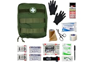 HMZ MEDICAL IFAK (Individual First Aid Kit) Trauma Kit with CAT Tourniquet — Medical Pouch for Tactical, Outdoor, Hiking, Military — Backpacking Emergency Medical Kit for Bleeding Control (OD Green)