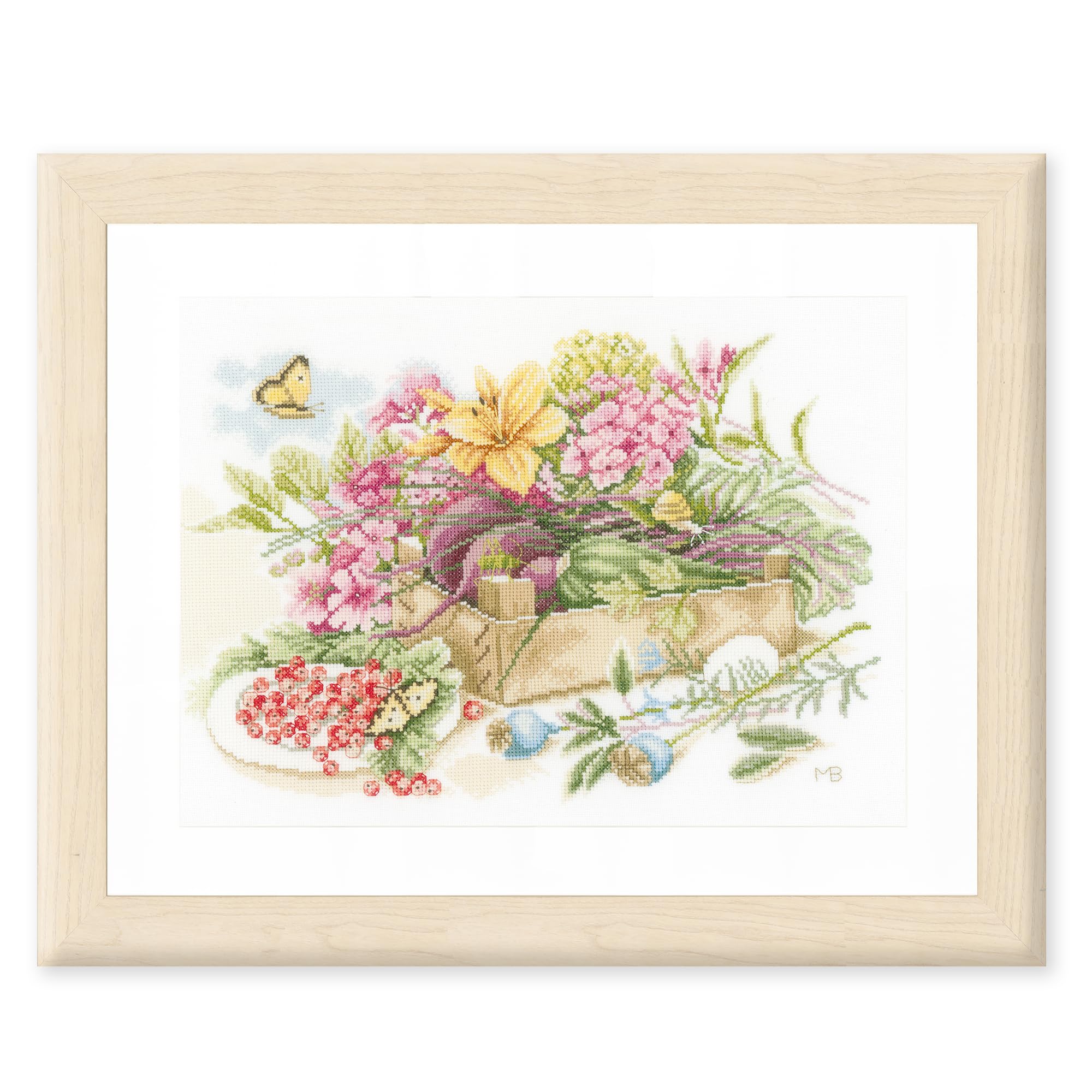 Lanarte Counted Cross Stitch Kit-in The Garden, 100% Cotton, Multi, 25x1x37 cm