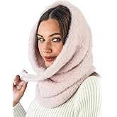 niceacsrise Balaclava Hood Scarf Women - Winter Hood Hat Scarf Combo - Snow Face Cover - Knitted Hooded Scarf