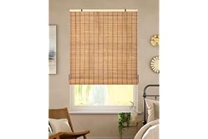 Chryeiiu Cordless Bamboo Roman Shades Bamboo Blinds Roll Up Light Filtering Roller Window Curtains for Interior Home Patio Porch Brown 48''W X 72''L