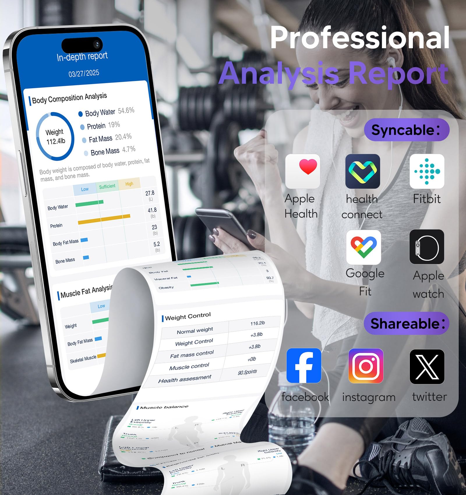 GE Smart Scale for Body Weight: 8-Electrode Digital Bathroom Scale for Weight Fat BMI Muscle Mass Full Body Composition Analyzer 27 Measurements Bluetooth Highly Accurate Weighing Machine, 400 lbs