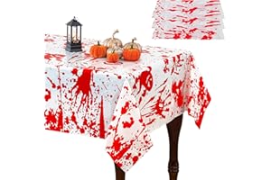 joybest 3 Pack Halloween Bloody Handprint Tablecloth - 54 x 108 Inch Waterproof Disposable Plastic Table Covers for Halloween Party Supplies Decoration, Dinner Party and Horror Theme Party