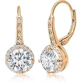 Mia Sarine 925 Sterling Silver Cubic Zirconia Halo Lever Back Dangle Bridal Earrings for Women