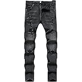 TIRANGER C Men's Ripped Skinny Slim Fit Stretch Distressed Destroyed Jeans Denim Pants