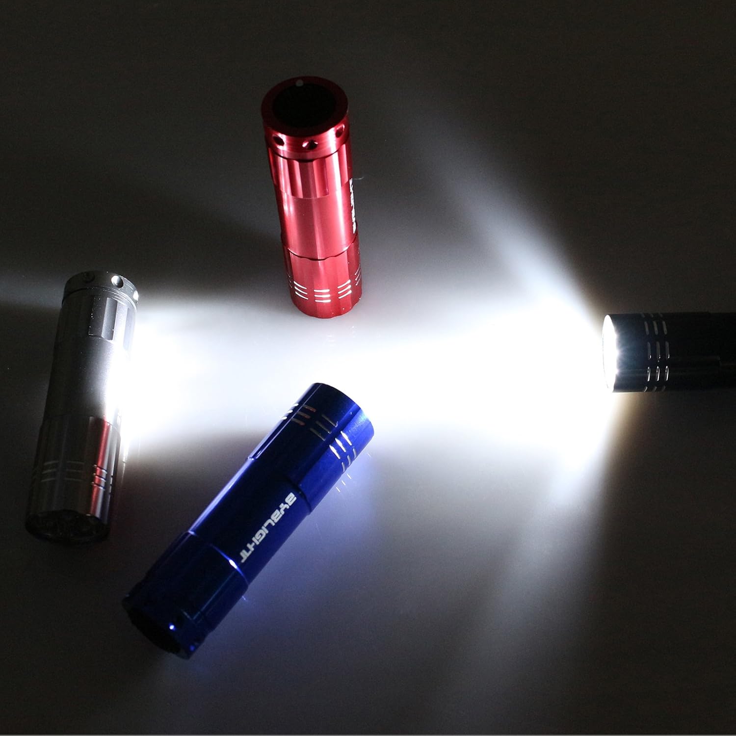 BYB Pack of 4, Super Bright 9 LED Mini Aluminum Flashlight with Lanyard, Assorted Colors, Batteries Not Included, Best Tools for Camping, Hiking, Hunting, Backpacking, Fishing, BBQ and EDC: Sports & Outdoors