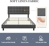 Yaheetech 5ft King Bed Frame Upholstered Platform Headboard Dark Grey view 4