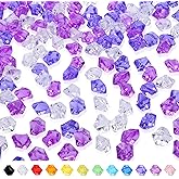YATOJUZI 500pcs Fake Ice Cubes Purple Assorted Acrylic Crushed Rocks Vase Fillers Plastic Diamonds Gems for DIY Party Wedding Centerpiece Table Scatter Prop Display 0.5" (Random Color)