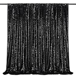 Black Sequin Backdrop Curtain 7ft x 7ft Glitter