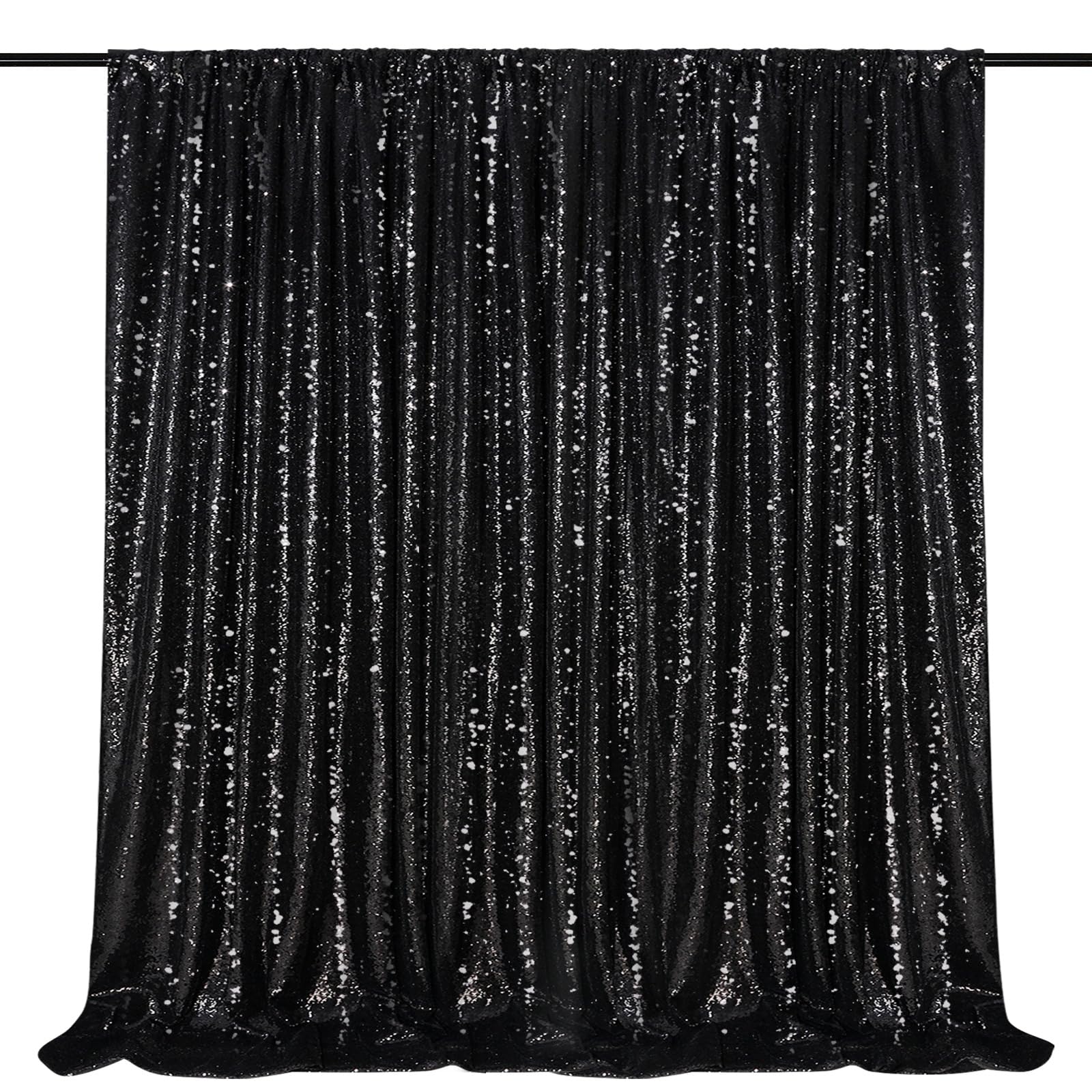 Black Sequin Backdrop Curtain 7ft x 7ft Glitter