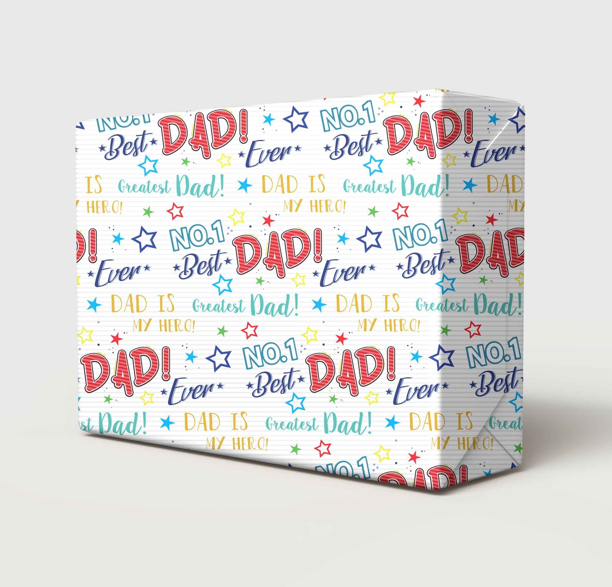 2 Sheets 2 Gift Tags Father's Day Best Dad Ever Design Wrapping Paper Multi Colour Daddy Gift Wrap (PA)
