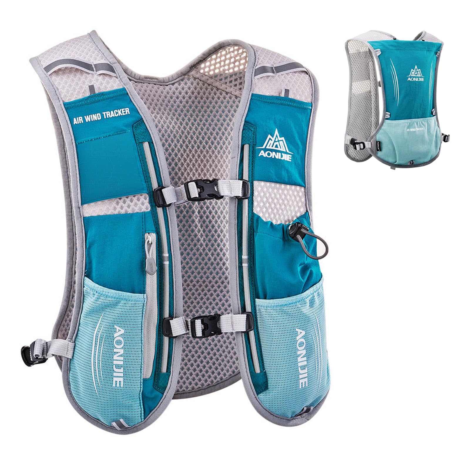 TRIWONDER 5L Running Vest Hydration Backpack Pack Running Hydration Vest Marathon Race Water Backpack Cycling Hiking for Men Women (Light Blue - Only Vest)