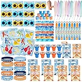 WPAZH 160Pcs Birthday Theme Party Favors Gift Supplies Glasses Bubbles Stamps Stars Balloons Keychains Goodie Bags Cards Wristbands for 10 Guests Decorations Decor