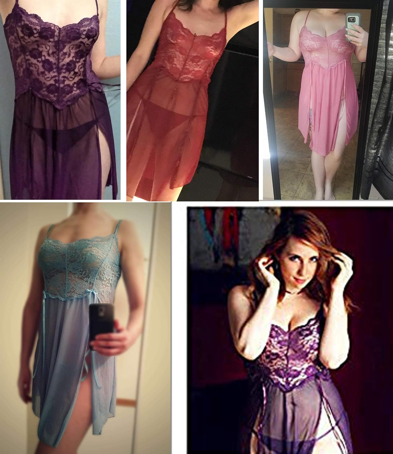 Avidlove Women Lace Lingerie Babydoll Dress Strap Chemise Sleepwear Sexy Nighty S-XXL: Clothing