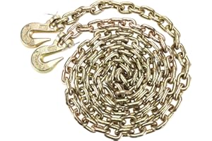 NORJIN 5/16'' x 10ft Transport Chain for Tie Down, Heavy Duty Grade 70 Binder Chain with Grab Hooks, 4,700 lbs Working Load L