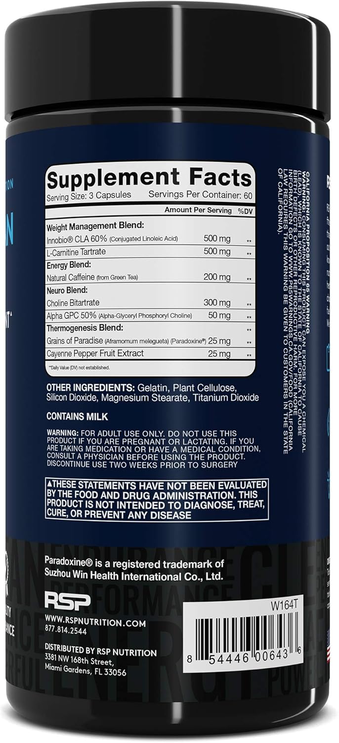 RSP QuadraLean Thermogenic Fat Burner for Men & Women, Weight Loss Supplement, Crash-Free Energy, Metabolism Booster & Appetite Suppressant, Diet Pills, 60 Serv (Packaging May Vary): Health & Personal Care