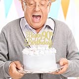 Gyufise 3Pcs Happy 90th Birthday Cake Topper Gold Glitter 90 Years Pick view 5