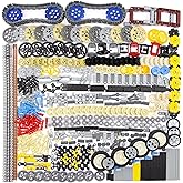 Technic Parts for Lego Kits, 900+ Pieces Car Gear Axle Pin Chain Link Tire Wheels Building Blocks Set - Compatible with Major