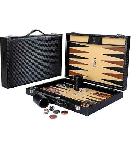 Juego De Backgammon De 15 Pulgadas – Tablero Portátil Con Funda De Cuero, Ideal Para Viajar Y Regalar