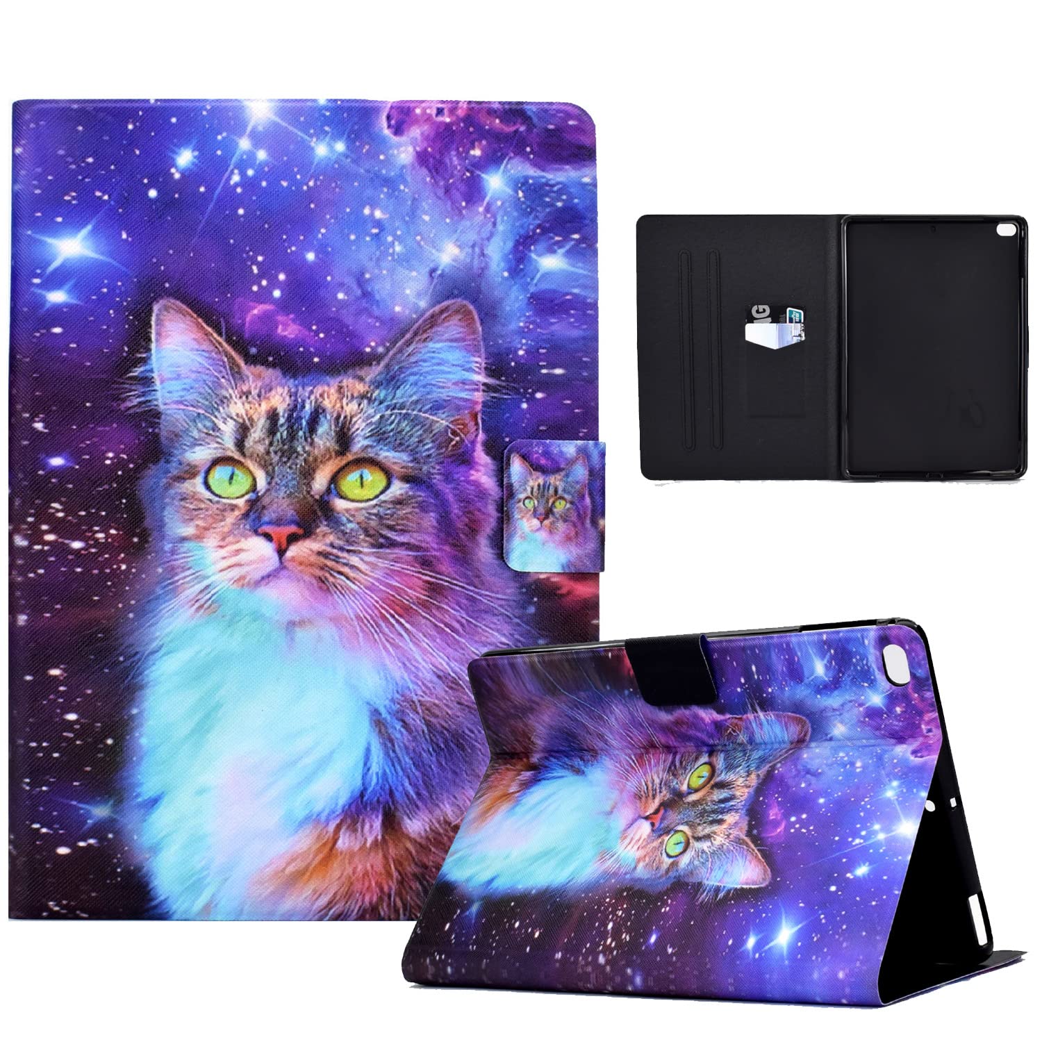 Rosbtib Case for iPad 9.7 2018 iPad 6 Generation/2017 iPad 5 Generation Cover, Megnetic Closure Stand Function Shockproof Premium PU Leather Protector iPad 9.7/iPad Air 2/Air, Star cat