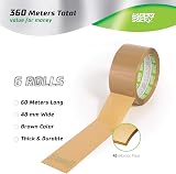 Sticky Sticky Packing Tape 6 Rolls 48mm x 60m Brown Parcel Tape view 4